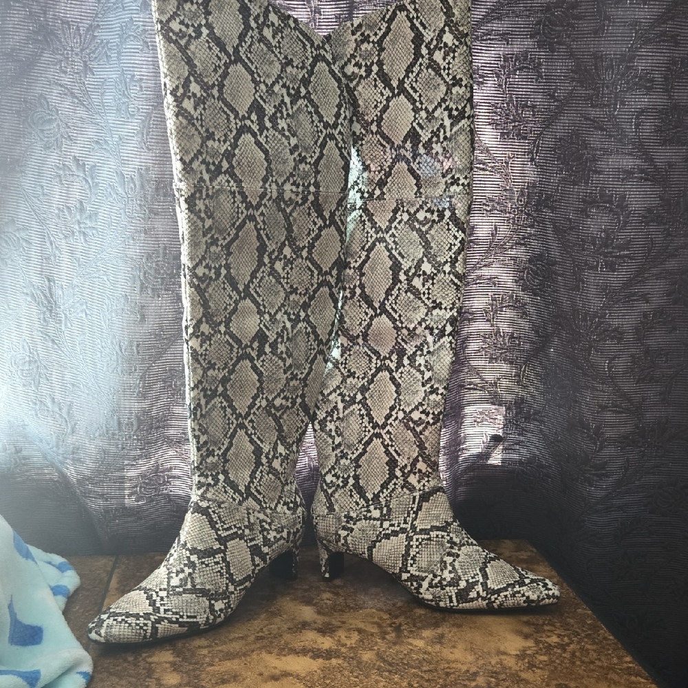 Worthington Snakeskin Pattern Over the Knee Boots